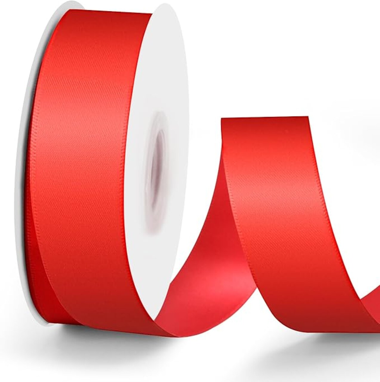 Solid Double Face Fabric Ribbon, 1" X 25 Yards, Polyester Satin Ribbons Perfect for Crafts, Gift Package Wrapping, Wedding Decorations, Baby Shower - Red